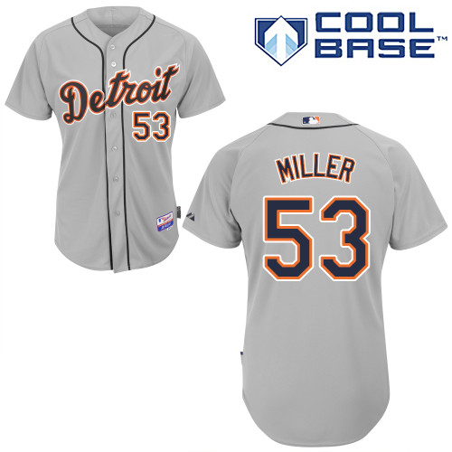Justin Miller #53 Youth Baseball Jersey-Detroit Tigers Authentic Road Gray Cool Base MLB Jersey